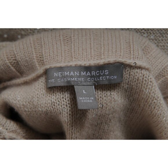 Neiman Marcus Cashmere Collection Womens Sequin Turtleneck Vest Large Beige - Picture 8 of 10